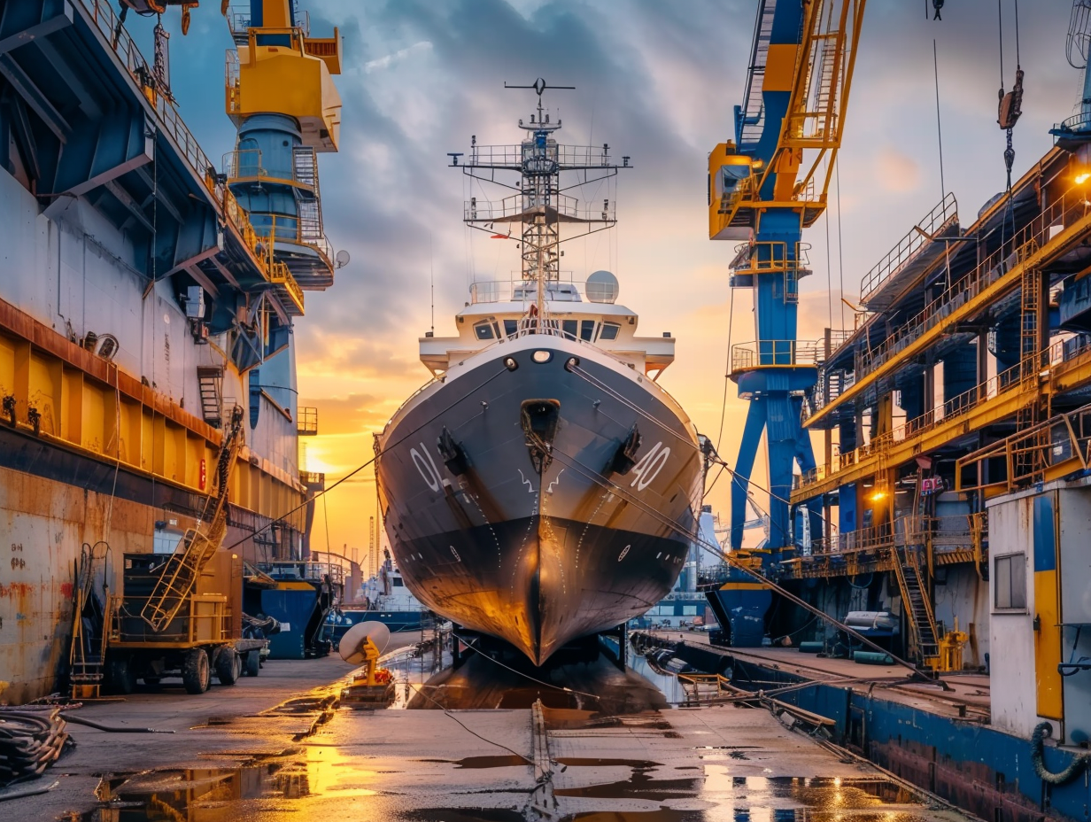 kennyg247_Modern_shipyard_with_naval_vessels_in_dry_dock_at_g_bdb7f994-8781-4db4-819a-175e24a018d1_0